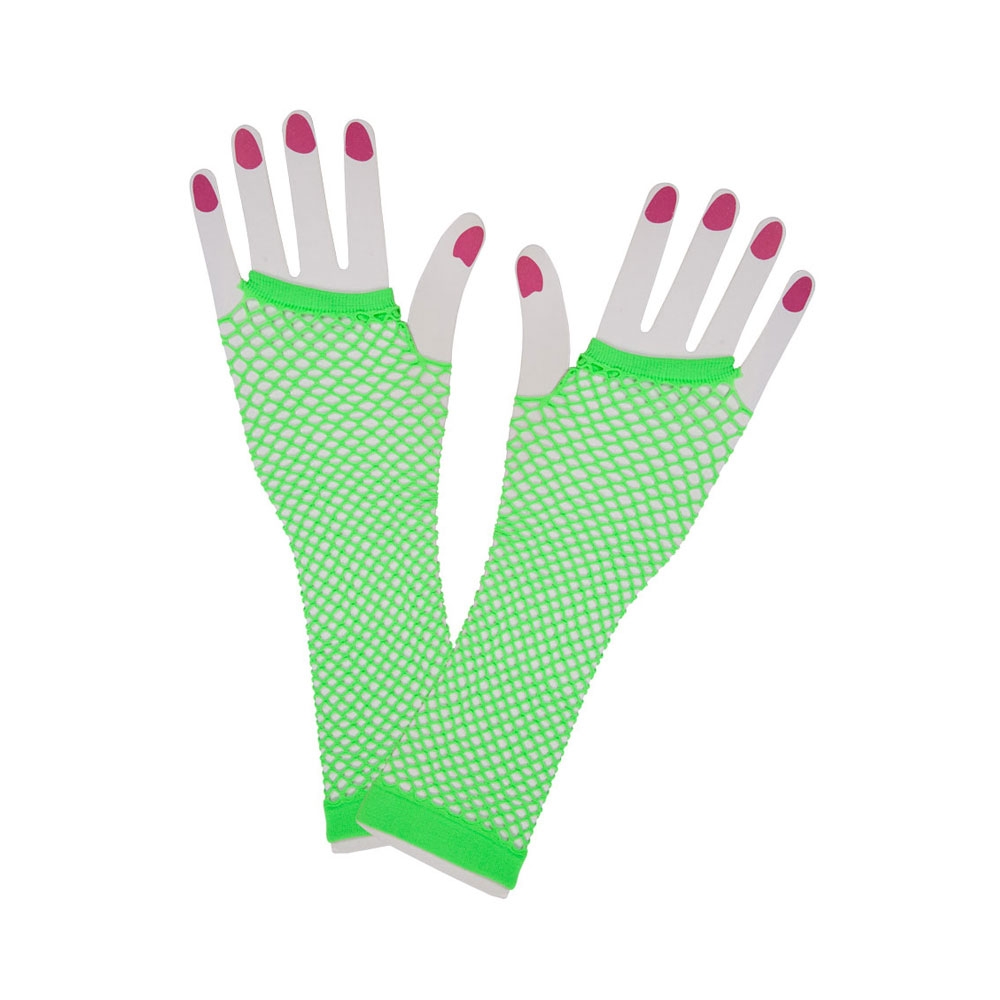 80s Net Gloves (long neon green)