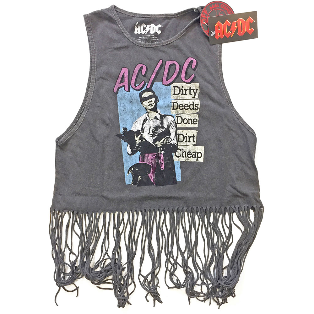 AC/DC Ladies Tee Vest: Dirty Deeds Done Dirt Cheap (Tassels)