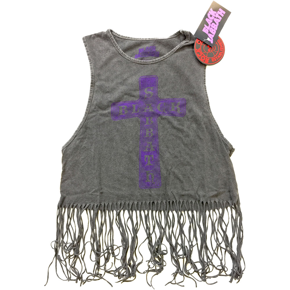 Black Sabbath Ladies Tassel Vest Vintage Cross