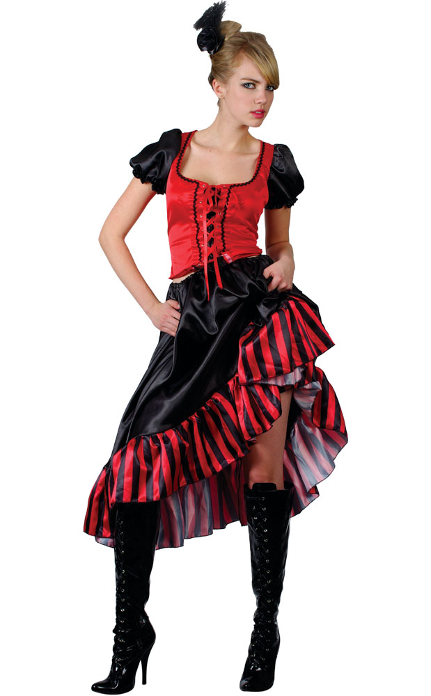 Can Can Saloon Girl-Red/Bk