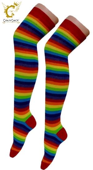 Striped Over Knee Socks (Rainbow)