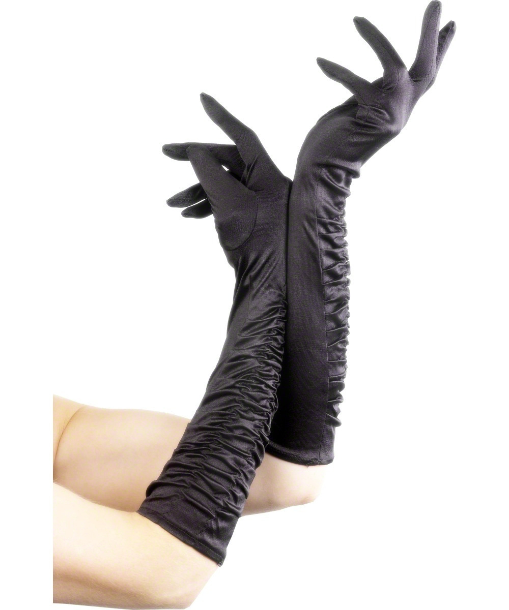 Long ruched black gloves.