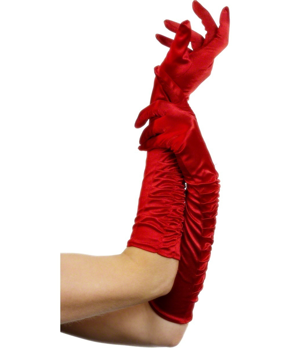 Long ruched red gloves.